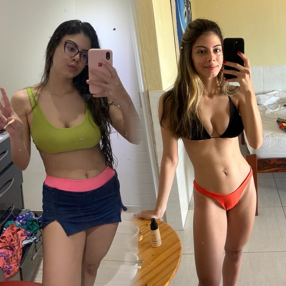 Antes e depois: evolução física de aluna com treino natural feminino
